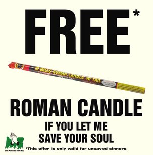 Sign free roman candle