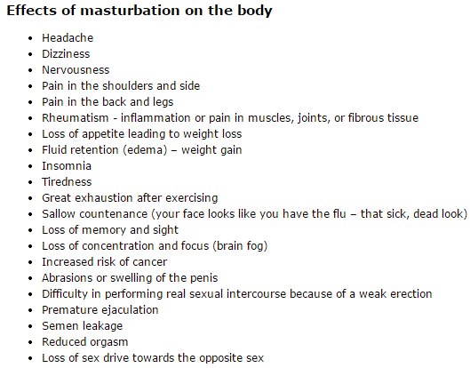 Masturbation effects list