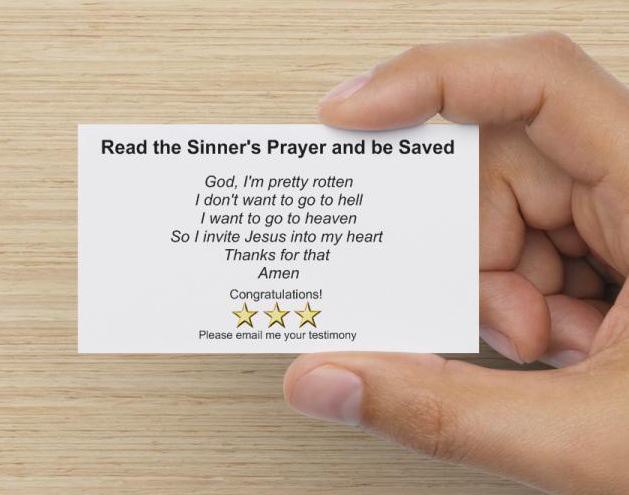 Sinner's Prayer card
